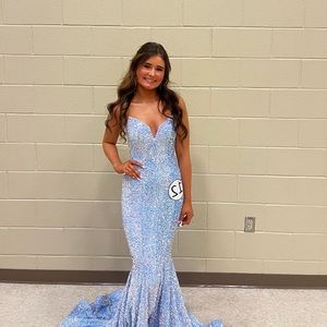 Brand New Light Blue Sequin Beauty & Beau Dress (Worn Once)
